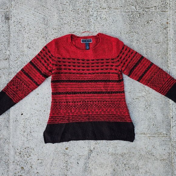 Karen Scott Women Sweater Red/Black Long Sleeve Crew Neck Pull Over Size XS - Picture 4 of 8